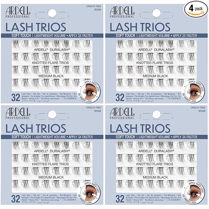 Ardell False Eyelashes Soft Touch Trios Individuals Medium Black 4 Pack
