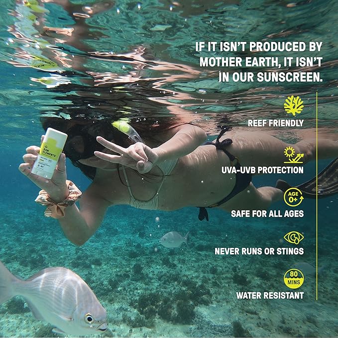 Raw Elements Face Stick SPF 50 All-Natural Mineral Sunscreen - Reef Safe, Water Resistant, Broad Spectrum UVA/UVB Protection, Safe For All Ages, Travel Size 1 oz