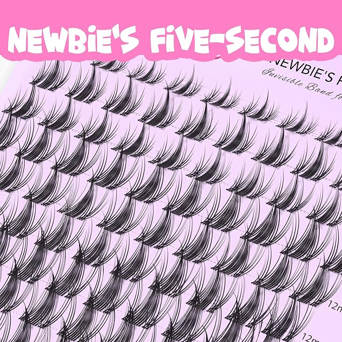 VEYESBEAUTY Manga Lash Clusters Eyelash Extensions Thin & Invisible Band DIY Individual False Eyelashes Newbie's Five-Second Series Wispy Lash Tray for Self-application, Lashes 8-18mm Mixed Length