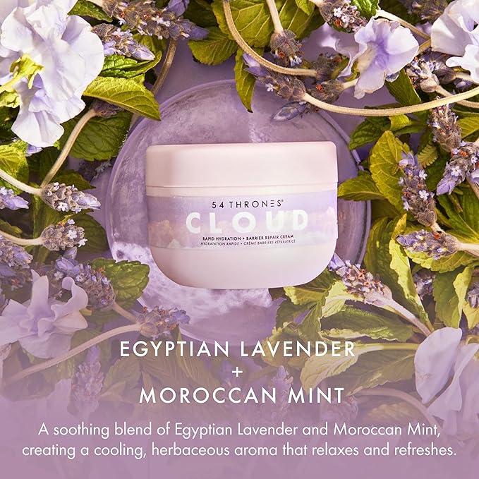 54 Thrones Barrier Repair Cloud Cream, Ultimate Hydrating Skin Care, Hydrating Peptide Moisturizer, Active Skin Repair Cream, Active Repair, Egyptian Lavender + Moroccan Mint
