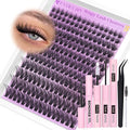 EYDEVRO Wispy Lash Clusters Kit Natural Eyelash Clusters kit DIY Lash Extension Kit 9-18mm CD Curl Cluster Eyelash Extensions with Waterproof Lash Bond and Seal, Lash Remover, Tweezers, Brush