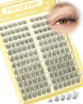 Natural Lash Clusters 8-16MM Wispy Eyelash Clusters with CC-Curly & Clear Band Pestañas Postizas Naturales 144Pcs DIY Eyelash Extensions at Home, Easy to Wear For Daily Makeup