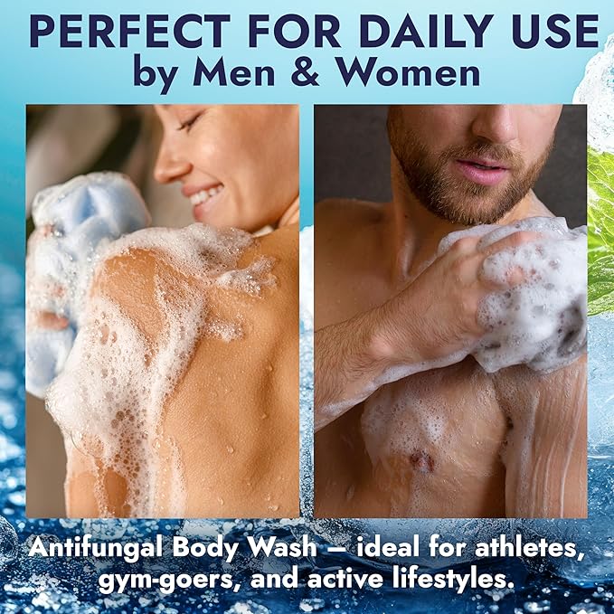 Antifungal Body Wash | Antifungal Soap with 1% Tolnaftate | Medicated Jock Itch Treatment for Ringworm & Athlete’s Foot | Menthol Body Wash for Itch, Odor Relief & Cooling Effect | 16.9 Fl oz