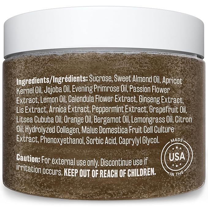 Brown Sugar Scrub Face Foot & Body Exfoliator Infused with Collagen and Stem Cell Exfoliating Salt Body Scrub for Toning Skin Cellulite Skin Care, 12oz by M3