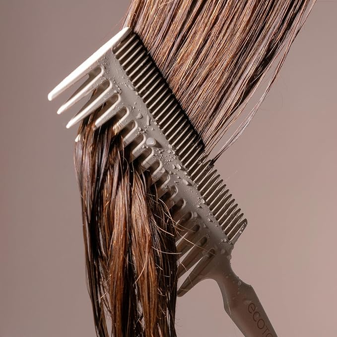 EcoTools Double-Sided Hair Comb, Wide-Tooth & Narrow-Tooth Sides For Detangling & Styling, Sectioning Tip, Bamboo Hair Comb for All Hair Types, Anti-Breakage, Vegan & Cruelty-Free, 1 Count