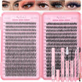Lash Clusters Kit, 640 Pcs Eyelashes Cluster Extensions Kit 9-16mm Flufffy Individual Lashes 30D-60D D Curl False Eyelashes with Thin Band Match Tools for DIY (30D+40D Kit 9-16mm)