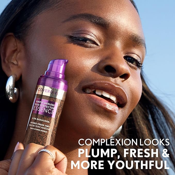 Covergirl Simply Ageless Skin Perfector Essence Foundation, 40 Medium, Tinted Skincare Makeup Hybrid, Sheer Tint, Radiant Finish,Glowy Finish, Vegan Formula, 1.0oz