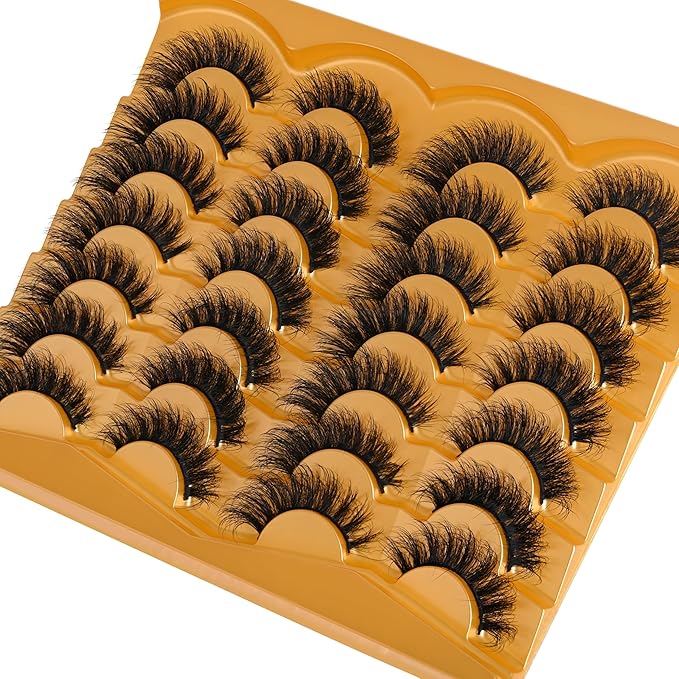 Lashes 18MM False Eyelashes Volume Faux Mink Lashes 14 Pairs Pack Dramatic Fake Eyelashes Wispy Cat-Eye Look Waterproof Strip Lashes That Look Like Extension, by TIMELABS Lashes 14Pairs