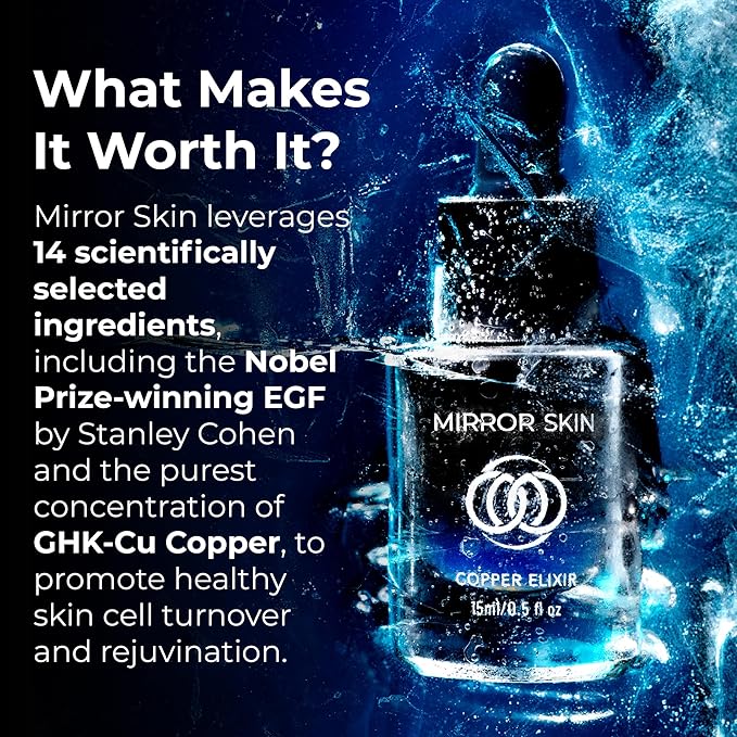 Copper Elixir - Peptide Serum for Face with 1.25% GHK-Cu Copper Peptides & EGF – Advanced Peptides Serum for Skin Health, Glow Peptide Complex, Hydration, Cellular Renewal Support
