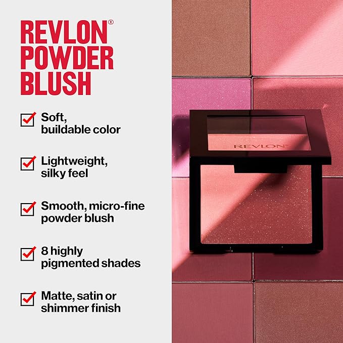 Revlon Powder Blush Face Makeup, High Impact Buildable Color, Lightweight & Smooth Finish, 006 Naughty Nude, 0.17 oz