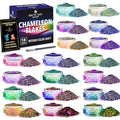 18 Color Chameleon Chrome Flakes for Resin – Color-Shift Mica Flakes for Epoxy Tumblers, Nail Art, Polymer Clay, Paint, Slime, Eyeshadow – Holographic Aurora Flake for Crafts, DIY Decorations