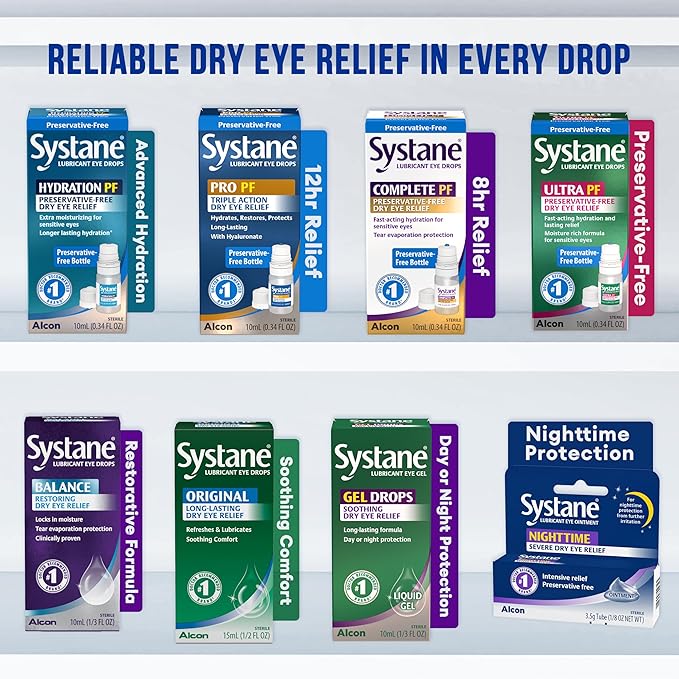 ALCON Systane Hydration Preservative-Free Lubricant Eye Drops, Transparent, 0.6 Fl Oz, 30 Count