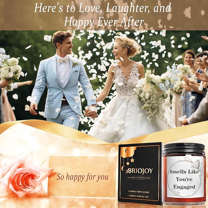 You're Engaged Candles for Women, Bride to be, Bachelorette - Gift for Newly Engaged Couples Fiance- Bridal Shower Gift for Her Sister Daughter Friends - Relaxing Lavender Vanilla Soy Candle