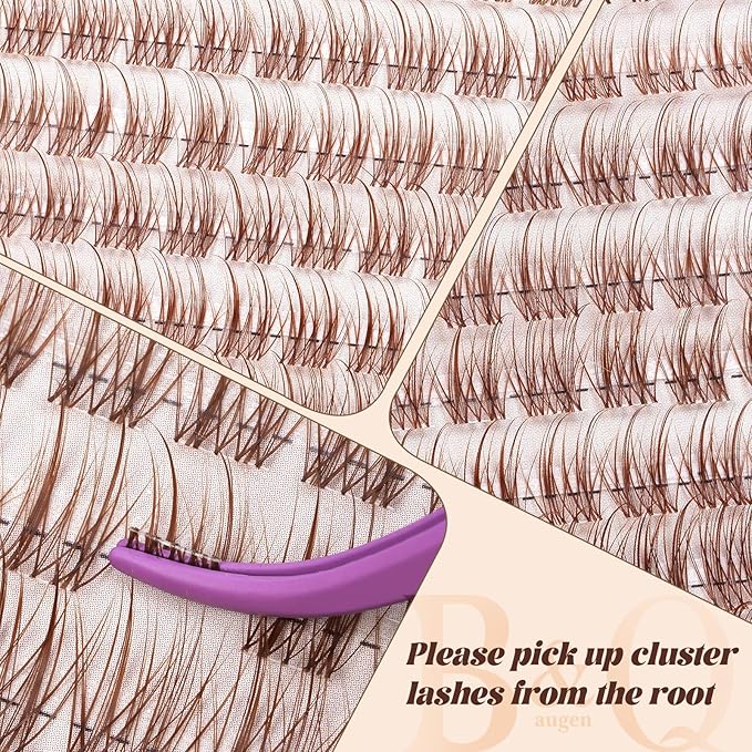 B&Q Brown Lash Clusters Blonde Velure Eyelash Cluster for Light Hair, MochaLash Cluster Eyelash Extensions Soft Browns False Eyelashes Comfortable Velure Eyelash Clusters（Velure 06）