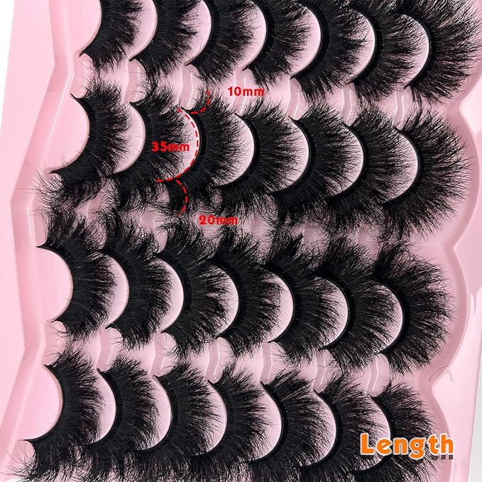 loladook Mink Lashes Fluffy 20mm Big Faux Mink Strip Lashes Cat Eye Long False Eyelashes Dramatic Soft 25mm 3D Volume Eyelashes Pack 14 Pairs