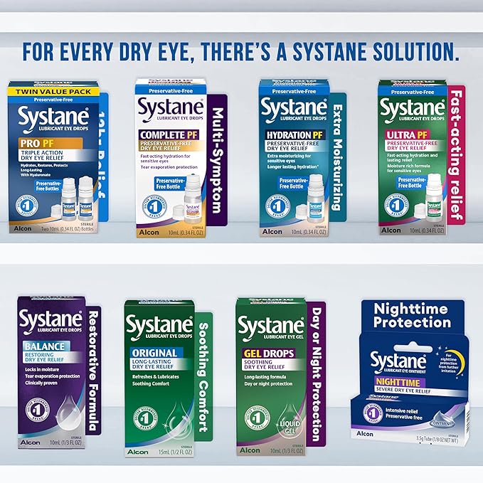Systane PRO PF Lubricating Eye Drops for Dry Eyes, 2 x 10 mL, Preservative Free with Hyaluronate, Triple-Action Formula to Hydrate, Restore & Protect, Multi-Dose Bottle