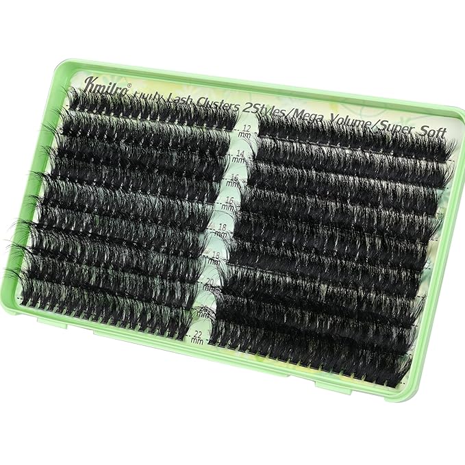 Lash Clusters 12-22mm Cluster Eyelash Extensions Wispy 150D+200D Volume Individual Lashes Waterproof Eyelash Clusters 324pcs Thick False Lashes Soft DIY at Home