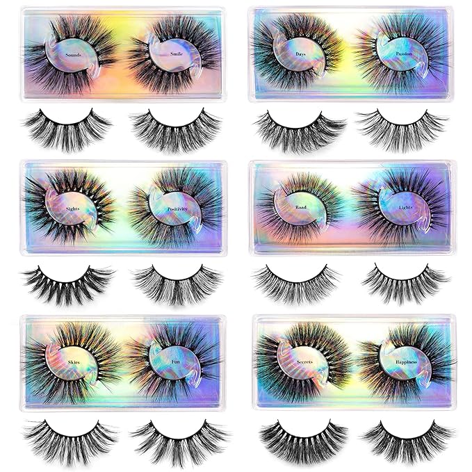 DYSILK Mink Lashes - Fluffy False Eyelashes, 12 Pairs, 12 Styles, Mixed Lash Extension, D Curl, Wispy, Natural Look, Pack