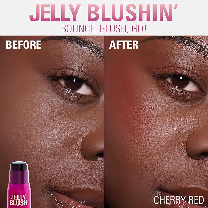 Revolution, Jelly Blush Stick Lip & Cheek Stain, Sheer, Buildable Coverage with Hydrating Hyaluronic Acid & Aloe for Multi-Use Glow, Vegan & Cruelty-Free, Cherry Red