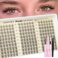 Natural Lash Clusters Kit Wispy Eyelash Clusters Fairy Cluster Eyelash Extensions Kit C Curl Lash Extension Kit Waterproof Individual Lashes (With Tweezers)