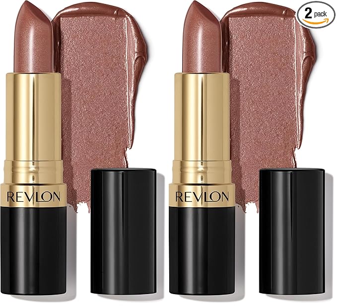 REVLON Super Lustrous Lipstick, High Impact Lipcolor with Moisturizing Creamy Formula, Infused with Vitamin E and Avocado Oil in Nude/Brown Pearl, Caramel Glace (103) (Pack of 2)