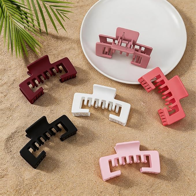 6 Pcs Hat Claw Clip for Women, Hat-Friendly Claw Clips for Baseball Cap & Trucker Hat - 4.1 Inch Large Hat Claw Clip for Medium/Thick Hair, Non-Slip Baseball Hair Clips for Hats Hairstyle, Pink