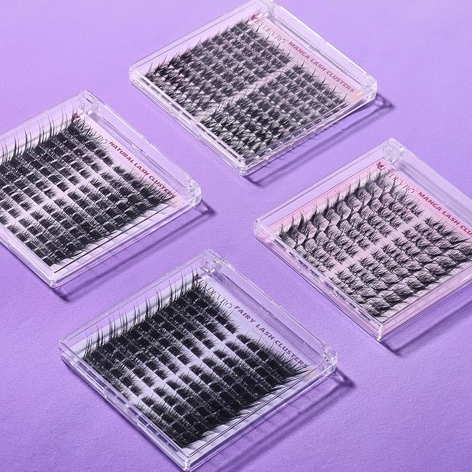 EYDEVRO Wispy Lash Clusters Fairy Eyelash Clusters Natural Cluster Lashes with Spikes LC Curl Fox Eye Cat Eye Lashes Manga Lashes 120Pcs Reusable Premapped Cluster Eyelash Extensions Individual Lashes