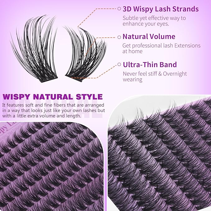 EYDEVRO Wispy Lash Clusters Natural Eyelash Clusters 9-18mm CD Curl Cluster Eyelash Extensions DIY Lash Extensions Individual Lashes 160 Pcs Cluster Lashes