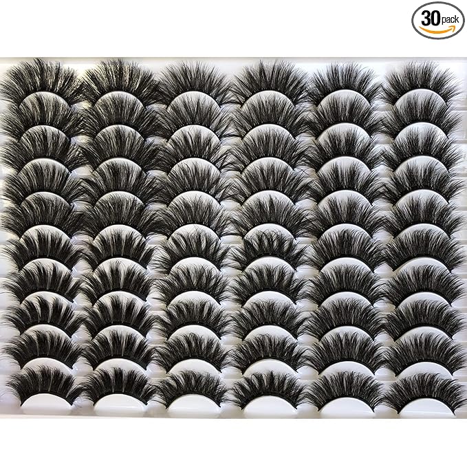 False Eyelashes 30 Pairs 20MM Dramatic Lashes Pack Faux Mink 6 Styles Mixed 5D Volume Thick Fake Eyelashes Wholesale Soft Makeup Eye Lashes Bulk