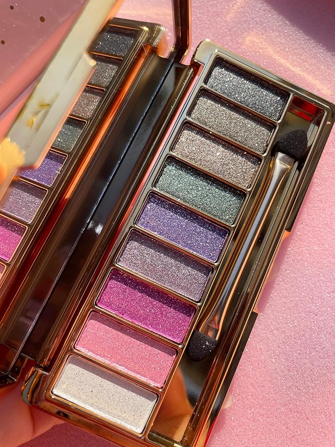 Glitter Eyeshadow Palette, 9 Colors Sparkle Shimmer and Matte Eye Shadow, Highly Pigmented Waterproof Long Lasting Makeup Set (Color 1)