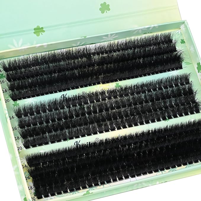 Thick Lash Clusters 14-20mm Fluffy Cluster Eyelash Extensions D Curl Volume Eyelash Clusters 480pcs Waterproof Wispy Individual Lashes Soft False Eyelashes DIY Lash Extension (200D+240D+300D)
