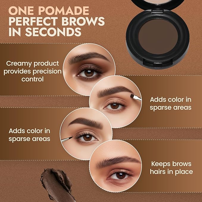 Organic Tinted Eyebrow Pomade, Medium - Water & Smudge-Proof Sculpting Eyebrow Wax for Shaping, Defining & Filling - Long-Lasting 18-Hour Hold - Easy-to-Apply, Vegan & Cruelty-Free - Made in USA