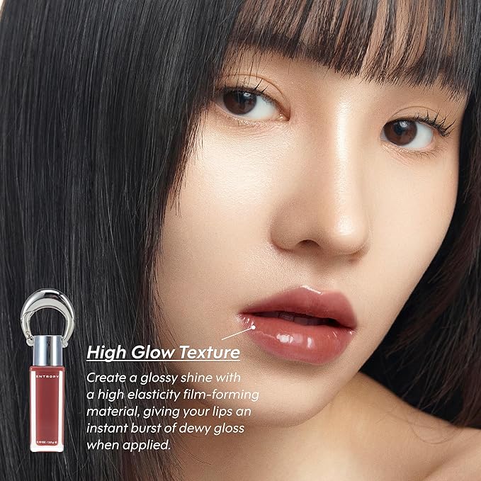 ENTROPY Makeup Glossy Lip Tint – Juicy Glow Line/Non-Sticky Hydrating Lip Gloss Tint, High Shine Finish, Buildable Sheer Color, Lip & Cheek Makeup - Water Rose Charm (Neutral Rosy Pink) | glossy lip tint, Non-sticky lip tint, Juicy glow lip gloss