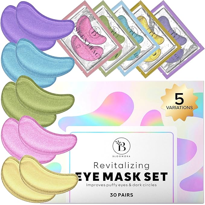 BLOOMORA Variety Under Eye Patches (30 Pairs) - Dark Circles & Puffy Eyes Care - Eye Care Mask for Refreshment - 5 Varieties