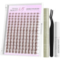 VEYESBEAUTY Brown Manga Lash Clusters Kit Eyelash Extensions Thin & Invisible Band DIY Individual False Eyelashes Newbie's Five-Second Series Wispy Lash Tray, with Clear Bond&Seal Remover Applicator