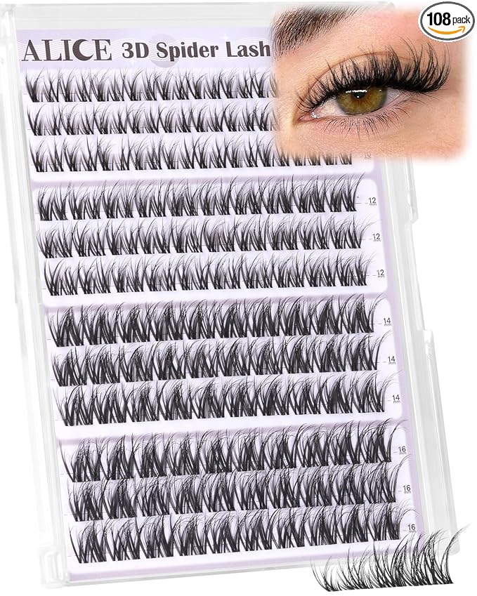 Spider Lash Clusters Wispy Volume Eyelash Extensions 3D Natural Breeze Eyelash Clusters Thin Band Individual Lashes DIY Lash Extensions 10-16mm by ALICE
