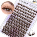 Pawotence Brown Lash Clusters Wispy Cluster Eyelash Extensions 10-18mm Individual Lashes DIY Cluster Lashes Extension Soft Brown Eyelash Clusters with Thin Band