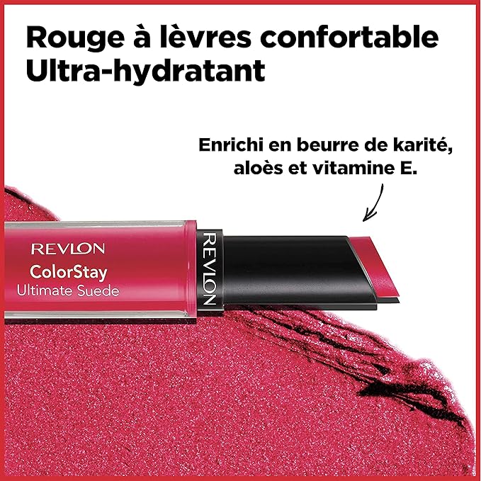 REVLON Lipstick, ColorStay Ultimate Suede Lipstick, High Impact Lip color with Moisturizing Creamy Formula, Infused with Vitamin E, 075 Cruise Collection, 0.09 Oz