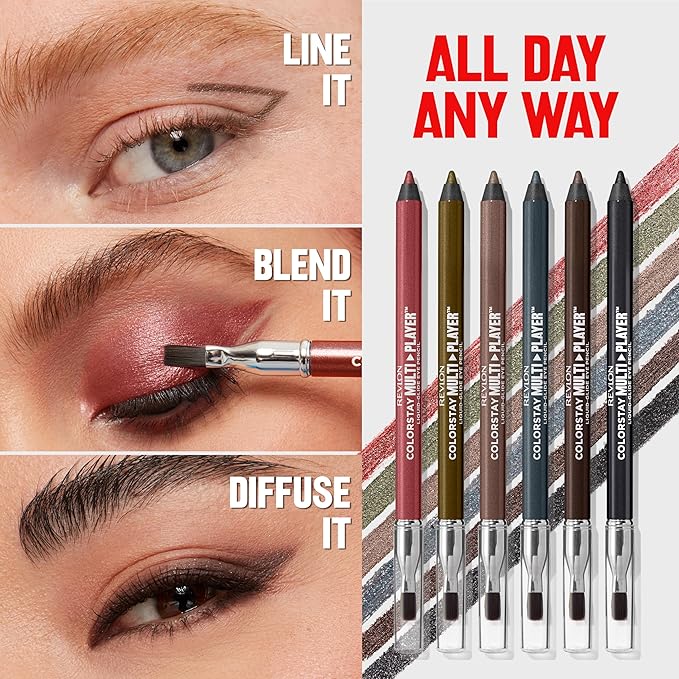 REVLON ColorStay Multiplayer Liquid-Glide Eye Pencil, Multi-Use Makeup With Blending Brush, Blends Then Sets, Creamy Texture, Waterproof, Smudge-proof, Longwearing, 405 Fortress, 0.03 Oz