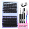 Geeneiya Lash Extension Kit Thick Cluster Lashes DIY Eyelash Extension Kit Individual Lashes Kit with Lash Bond and Seal Glue, Lash Applicator, DIY at Home for Beginners(Thick 60D+80D, 280Pcs)