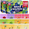 RBUGR 168 Pcs Lip Balm Bulk, 12 Flavored Lip Balm Pack for Women, All Organic Natural Bulk Lip Balms for Dry Cracked Lips, Moisturizing Lip Balms Gift Set(4.2g/0.15oz)