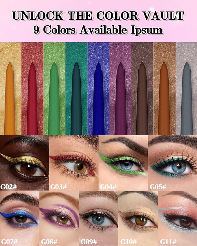 Glitter Gel Eyeliner Pencil, Retractable Cream Eye Liner Pencils, Waterline Eye Makeup Liners, Waterproof & Smudge Proof Glitter Teal Eyeliner Facial Beauty Makeup for Mature Women, Girls -G05 Teal