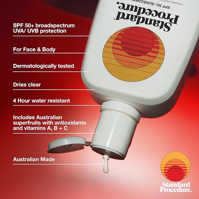 Standard Procedure. SPF 50+ Sunscreen, Broad Spectrum Face & Body Sunblock for Sun-Sensitive Skin, 4HR Water Resistant, Organic Formula, 16.9 oz