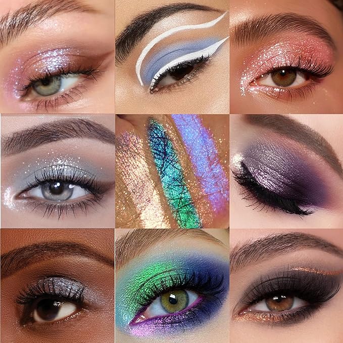 Professional Super Shiny 12 Color Eyeshadow Palette, Multichrome Chameleon Eyeshadow Makeup, Sparkle Duochrome & Matte Eye Shadow,Long Lasting,Easily Blendable,Highly Pigmented, Vegan