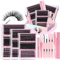 YIDUO Lash Clusters Kit with 2X Bond&Seal 770Pcs 5 style Thick Volume Clusters Lashes Extensions Kit Faux Mink Individual Wispy False Eyelashes Clusters Kit DIY at Home Easily