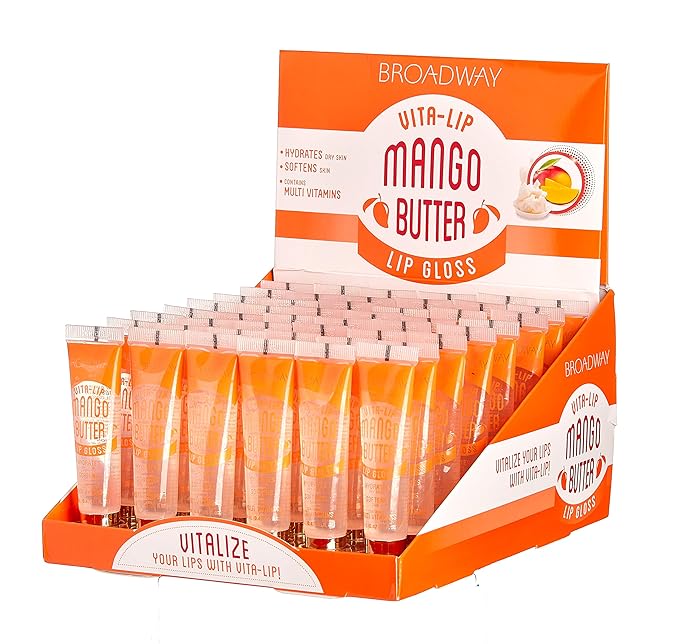 Ruby Kisses Broadway Vita-Lip Clear Lip Gloss (Mango Butter 48 Pack), Ultra-Hydrating & Soothing Formula with Multi-Vitamin Oils, High-Shine Non-Sticky Finish, Nourishing Glossy Lip Balm Softens Skin