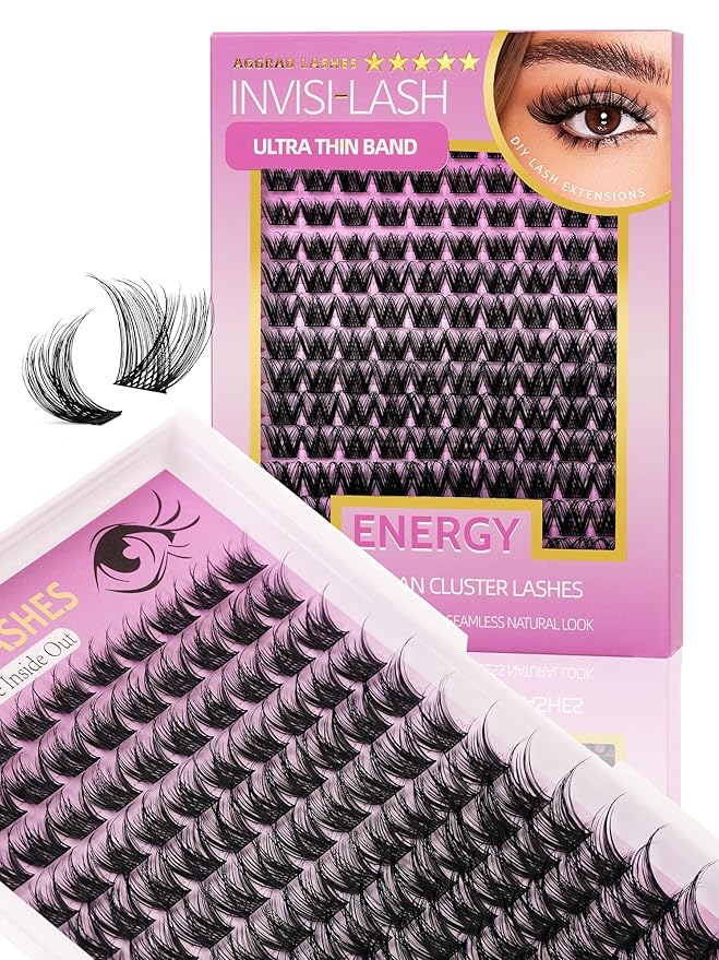 Energy Lash Clusters Wispy 8-18mm Eyelash Clusters Natural Look Lightly Fluffy - WideSpan DIY Eyelash Extensions Kit Individual False Lash Kit with Ultra-Thin Invisible Black Lash Band