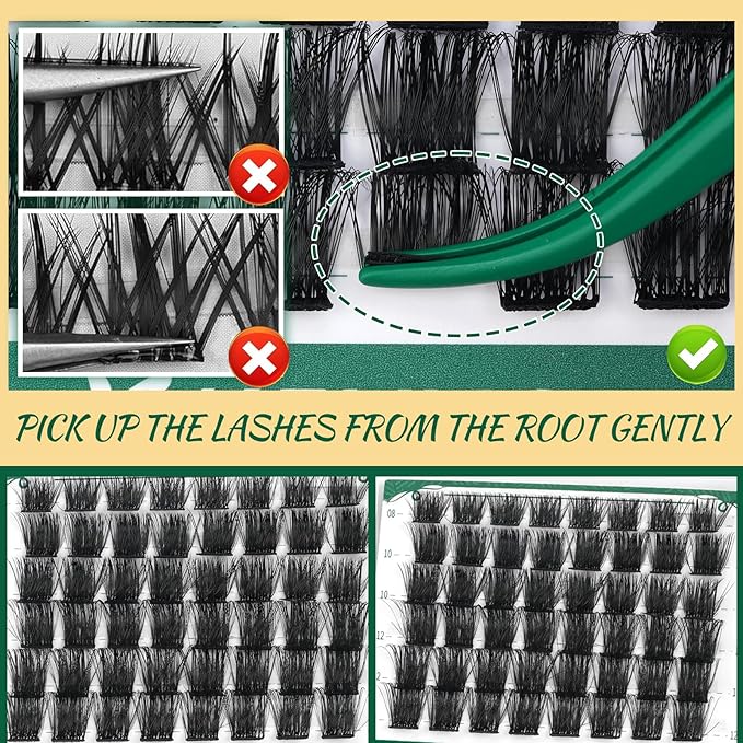 Lash Clusters,96 Pcs Cluster Lashes D Curl 12mm DIY Lash Extensions Eyelash Clusters,KEYYOU Volume Wispy Individual Lashes Soft&Comfortable Easy DIY at Home(Y04,D-12mm)