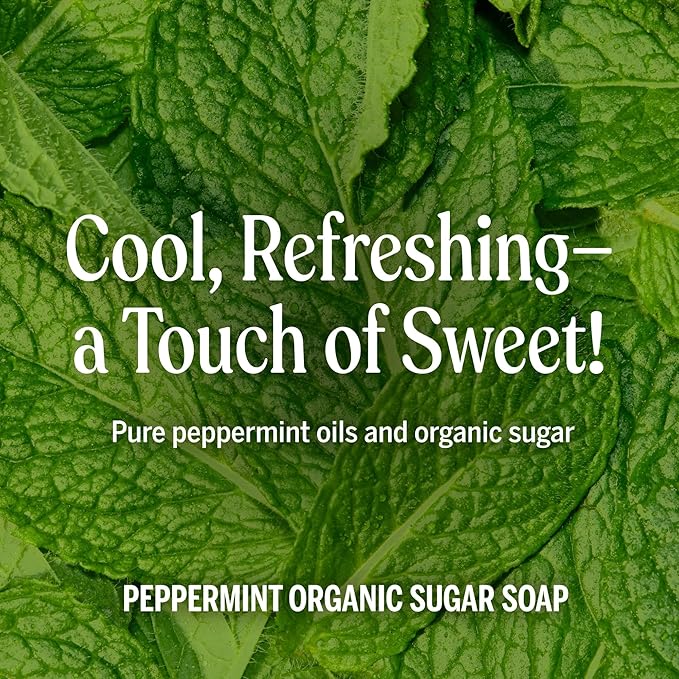 Dr. Bronner's - Organic Sugar Soap (Peppermint, 12 oz) - Made with Organic Oils, Sugar & Shikakai Powder, 4-in-1 Uses: Hands, Body, Face & Hair, Cleanses, Moisturizes & Nourishes, Vegan, Non-GMO