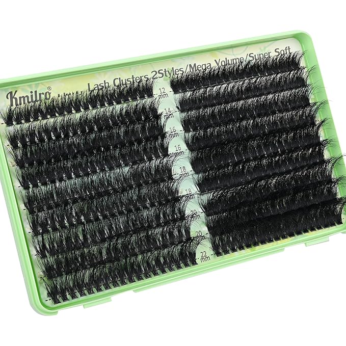Lash Clusters 12-22mm Cluster Eyelash Extensions Wispy 150D+200D Volume Individual Lashes Waterproof Eyelash Clusters 324pcs Thick False Lashes Soft DIY at Home